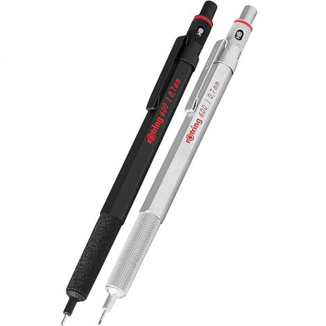 Ołówek automatyczny rOtring 600 metalowy 0.5mm, srebrny - 5